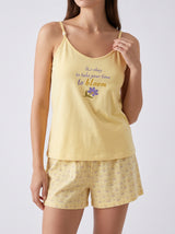 Ensemble Pyjama Femme Summer Jaune & Short Fleuri
