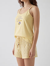 Ensemble Pyjama Femme Summer Jaune & Short Fleuri
