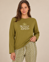 Ensemble Pyjama Femme Vert Olive Sunny Days – Pantalon Géométrique