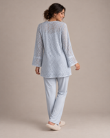 Ensemble Pyjama Femme 3 Pièces avec Veste en Dentelle bleu