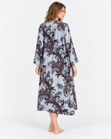 Ensemble Nuisette Bleu Marine et Peignoir Long Imprimé Cachemire