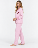 Ensemble Pyjama Femme Rose à Rayures et Cœurs – Chemise & Pantalon