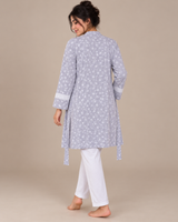 Ensemble Pyjama Femme 3 Pièces avec Peignoir blanc gris