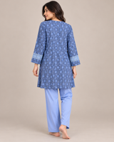 Ensemble Pyjama Femme 3 Pièces avec Peignoir bleu