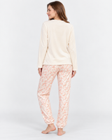 Ensemble Pyjama Femme Late Nights avec Pantalon Fleuri – Écru ou Rose