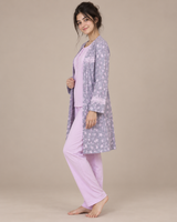 Ensemble Pyjama Femme 3 Pièces avec Peignoir Purple étoile