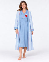 Ensemble Chemise de Nuit et Robe de Chambre Bleu – Cœur - vue de face