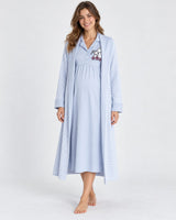 Ensemble Chemise de Nuit et Robe de Chambre – Bleu Rayé - vue de face