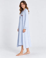 Ensemble Chemise de Nuit et Robe de Chambre – Bleu Rayé - vue de côté