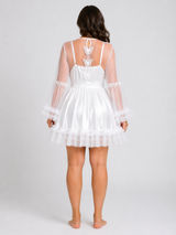 Ensemble Nuit de Mariée Blanc Satin & Dentelle – détails et finitions, pyjama femme Allure Maroc