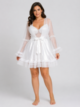 Ensemble Nuit de Mariée Blanc Satin & Dentelle – motif et coloris, pyjama femme Allure Maroc