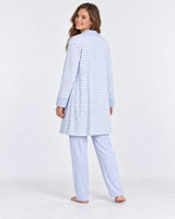 Ensemble Pyjama 3 Pièces Femme Bleu Rayé – Gilet Long - vue de dos