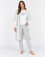 Ensemble Pyjama 3 Pièces Femme avec Kimono – Gris - vue de face