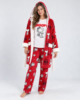 Ensemble Pyjama 3 Pièces Femme Rouge – Robe de Chambre à Capuche - vue de face