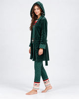 Ensemble Pyjama 3 Pièces Femme Vert Sapin – Motif Hiver - vue de côté