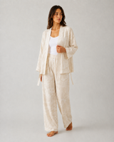 Ensemble Pyjama Femme 3 Pièces Fleuri Rose Poudré – détails et finitions, pyjama femme Allure Maroc