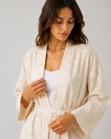 Ensemble Pyjama Femme 3 Pièces Fleuri Rose Poudré – vue complète, pyjama femme Allure Maroc