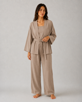 Ensemble Pyjama Femme 3 Pièces Taupe – motif et coloris, pyjama femme Allure Maroc