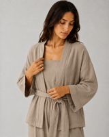 Ensemble Pyjama Femme 3 Pièces Taupe – présentation du modèle, pyjama femme Allure Maroc