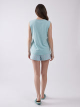 Ensemble Pyjama Femme Aqua & Short Rayé – détails et finitions, pyjama femme Allure Maroc