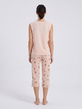 Ensemble Pyjama Femme Beige Fruta & Pantacourt Rose Imprimé – présentation du modèle, pyjama femme Allure Maroc