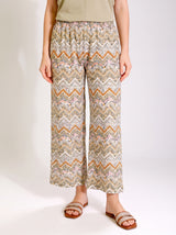 Ensemble Pyjama Femme Beige Volanté & Pantacourt Zigzag – motif et coloris, pyjama femme Allure Maroc