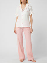 Ensemble Pyjama Femme Bicolore Blanc & Rose - Chemise & Pantalon – vue principale, pyjama femme Allure Maroc