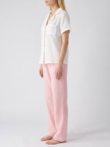 Ensemble Pyjama Femme Bicolore Blanc & Rose - Chemise & Pantalon – présentation du modèle, pyjama femme Allure Maroc