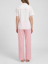 Ensemble Pyjama Femme Bicolore Blanc & Rose - Chemise & Pantalon – coupe et style, pyjama femme Allure Maroc