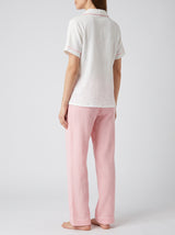 Ensemble Pyjama Femme Bicolore Blanc & Rose - Chemise & Pantalon – détails et finitions, pyjama femme Allure Maroc