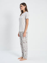 Ensemble Pyjama Femme Blanc & Pantalon Floral Gris – présentation du modèle, pyjama femme Allure Maroc