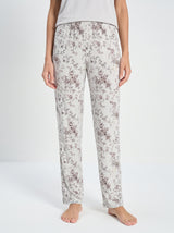 Ensemble Pyjama Femme Blanc & Pantalon Floral Gris – détails et finitions, pyjama femme Allure Maroc