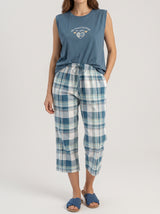 Ensemble Pyjama Femme Bleu & Pantacourt Carreaux – vue principale, pyjama femme Allure Maroc