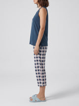 Ensemble Pyjama Femme Bleu Pétrole & Pantacourt Carreaux – présentation du modèle, pyjama femme Allure Maroc