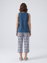 Ensemble Pyjama Femme Bleu Pétrole & Pantacourt Carreaux – coupe et style, pyjama femme Allure Maroc