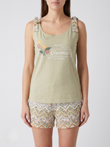 Ensemble Pyjama Femme Bloom Beige à Nouettes & Short Zigzag – vue principale, pyjama femme Allure Maroc