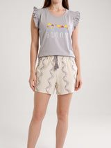 Ensemble Pyjama Femme Bloom Gris & Short Blanc – vue principale, pyjama femme Allure Maroc