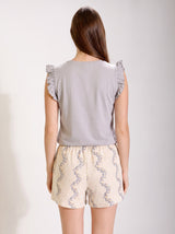 Ensemble Pyjama Femme Bloom Gris & Short Blanc – coupe et style, pyjama femme Allure Maroc