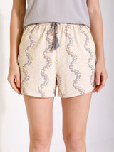 Ensemble Pyjama Femme Bloom Gris & Short Blanc – détails et finitions, pyjama femme Allure Maroc