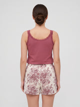Ensemble Pyjama Femme Bordeaux Dentelle & Short Floral – présentation du modèle, pyjama femme Allure Maroc