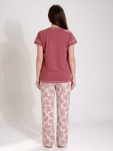 Ensemble Pyjama Femme Bordeaux & Pantalon Feuillage – coupe et style, pyjama femme Allure Maroc