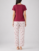 Ensemble Pyjama Femme Bordeaux & Pantalon Feuillage – coupe et style, pyjama femme Allure Maroc