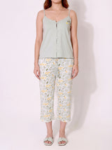 Ensemble Pyjama Femme Camisole Sauge & Pantacourt Fleuri – vue principale, pyjama femme Allure Maroc