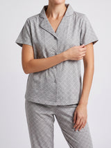 Ensemble Pyjama Femme Carreaux Gris - Chemise & Short – vue principale, pyjama femme Allure Maroc