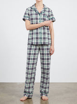 Ensemble Pyjama Femme Carreaux Vert - Chemise & Pantalon – vue principale, pyjama femme Allure Maroc