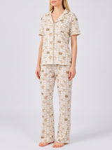 Ensemble Pyjama Femme Chemise Carreaux Beige & Pantalon – présentation du modèle, pyjama femme Allure Maroc