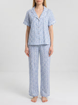 Ensemble Pyjama Femme Chemise Florale Bleu Ciel & Pantalon – vue principale, pyjama femme Allure Maroc