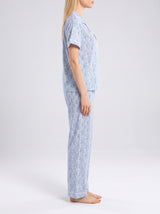 Ensemble Pyjama Femme Chemise Florale Bleu Ciel & Pantalon – coupe et style, pyjama femme Allure Maroc