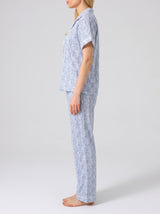 Ensemble Pyjama Femme Chemise Florale Bleu Ciel & Pantalon – détails et finitions, pyjama femme Allure Maroc