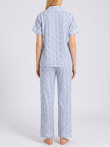 Ensemble Pyjama Femme Chemise Florale Bleu Ciel & Pantalon – vue complète, pyjama femme Allure Maroc